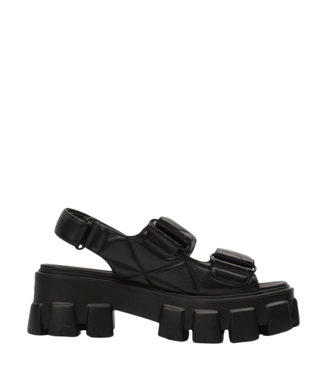 PRADA Черные кожаные сандалии, фото 1