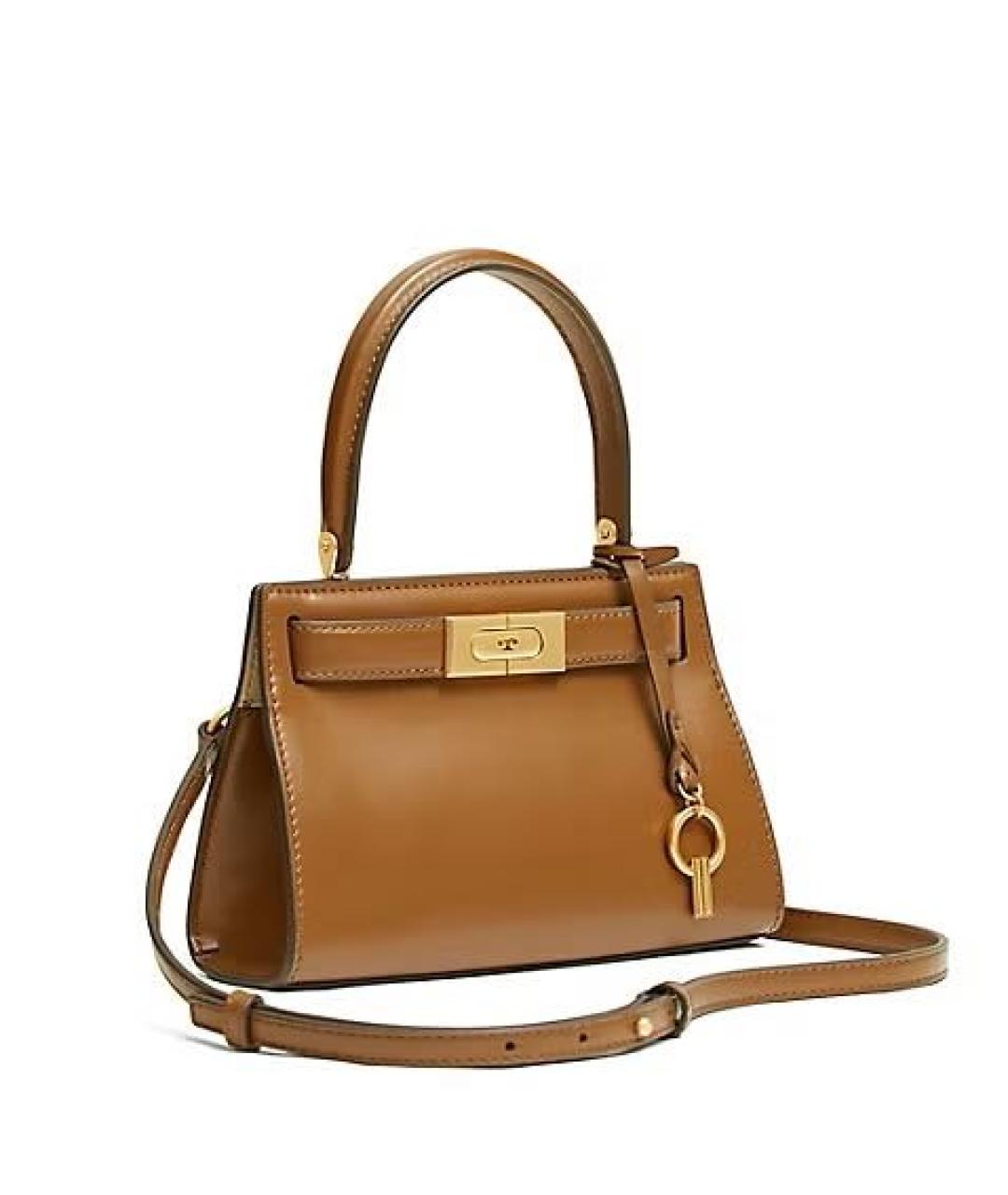 TORY BURCH Коричневая кожаная сумка с короткими ручками, фото 1