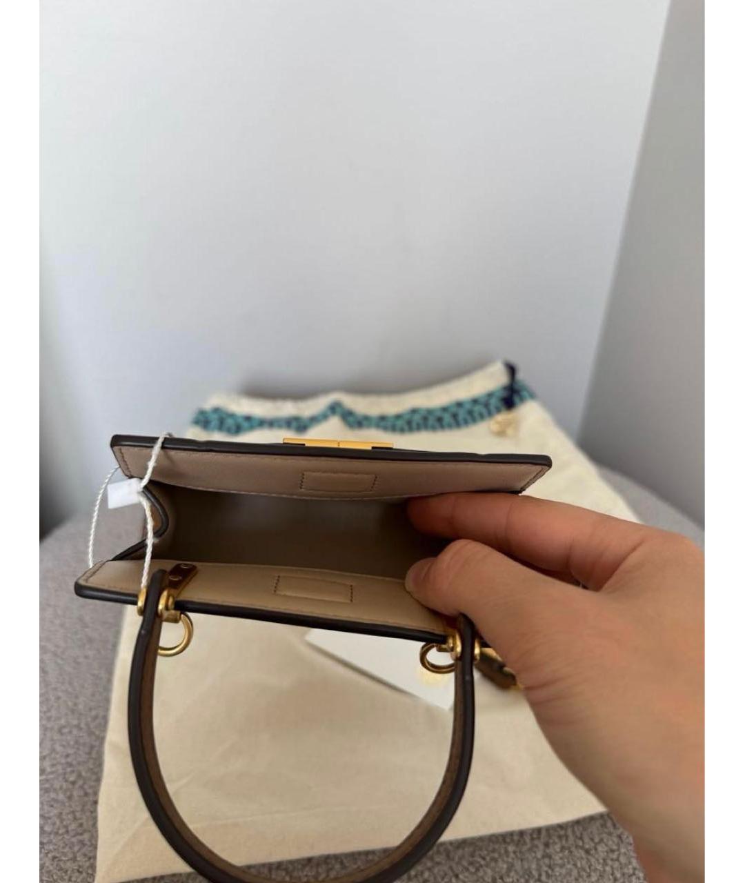 TORY BURCH Коричневая кожаная сумка с короткими ручками, фото 6