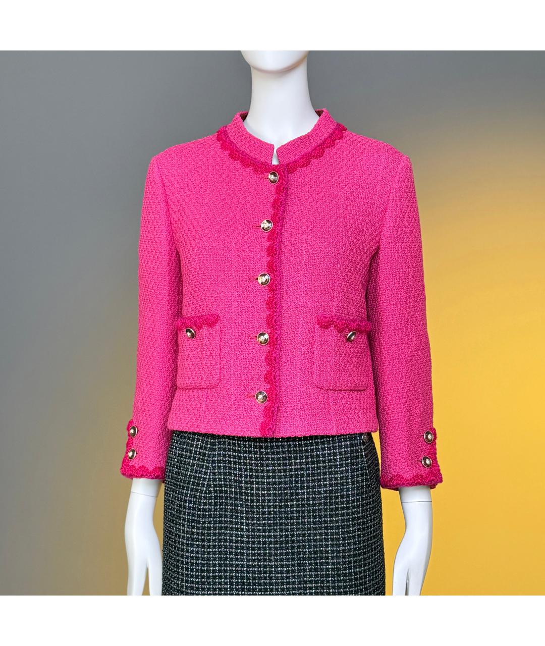 CHANEL Фуксия твидовый жакет/пиджак, фото 5