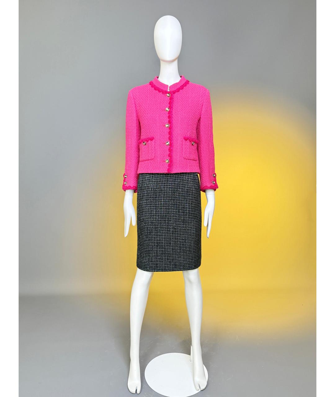 CHANEL Фуксия твидовый жакет/пиджак, фото 4