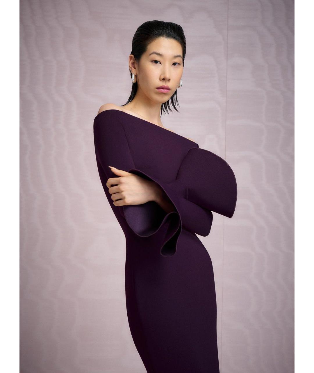 SOLACE LONDON Фиолетовое полиэстеровое вечернее платье, фото 3