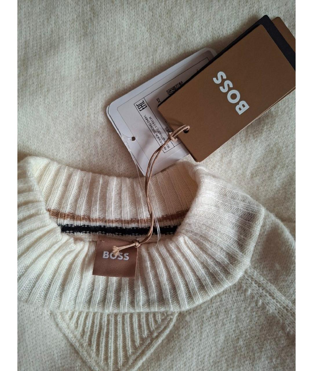 HUGO BOSS Бежевый шерстяной джемпер / свитер, фото 3
