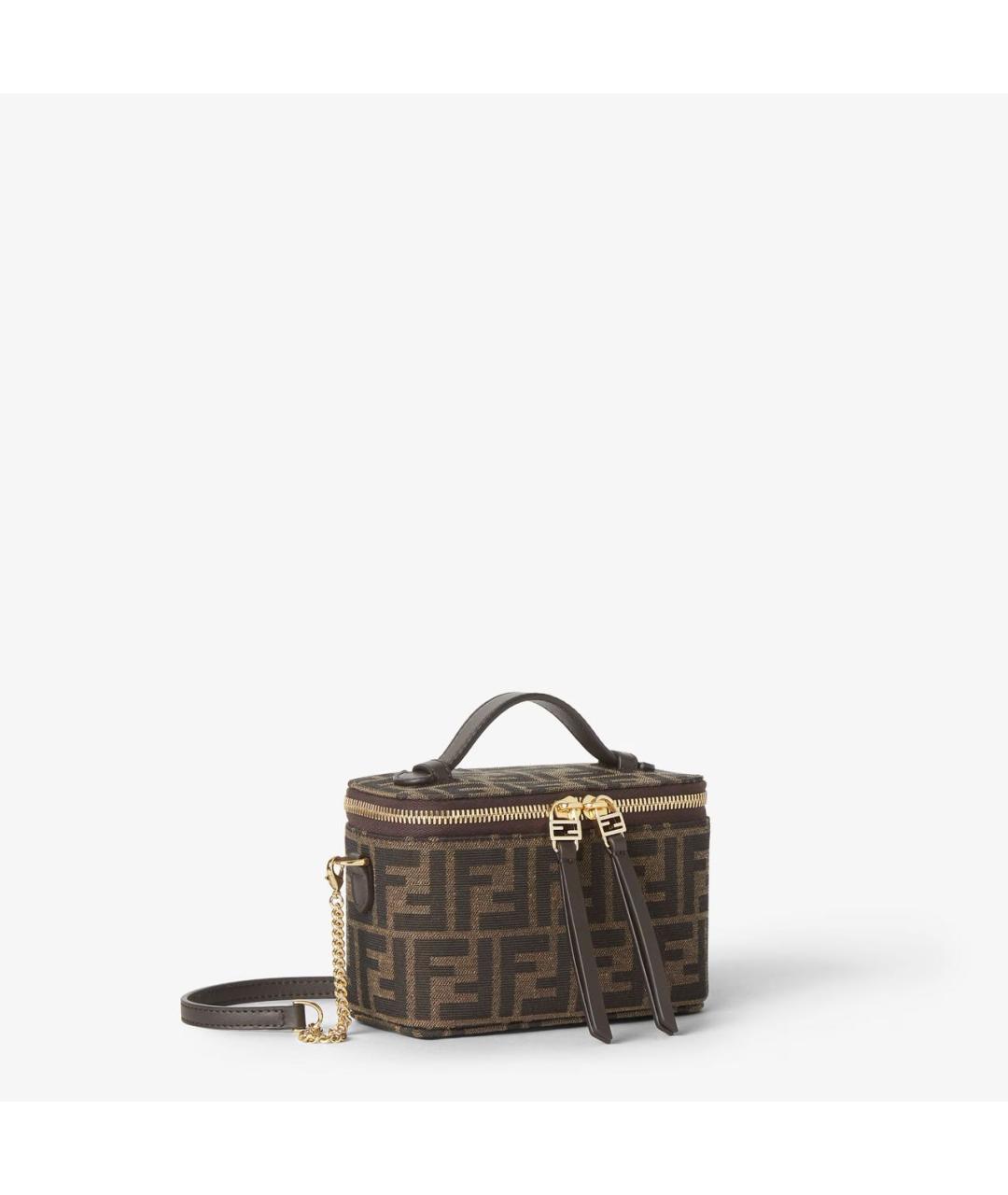 FENDI Коричневая жаккардовая сумка через плечо, фото 3