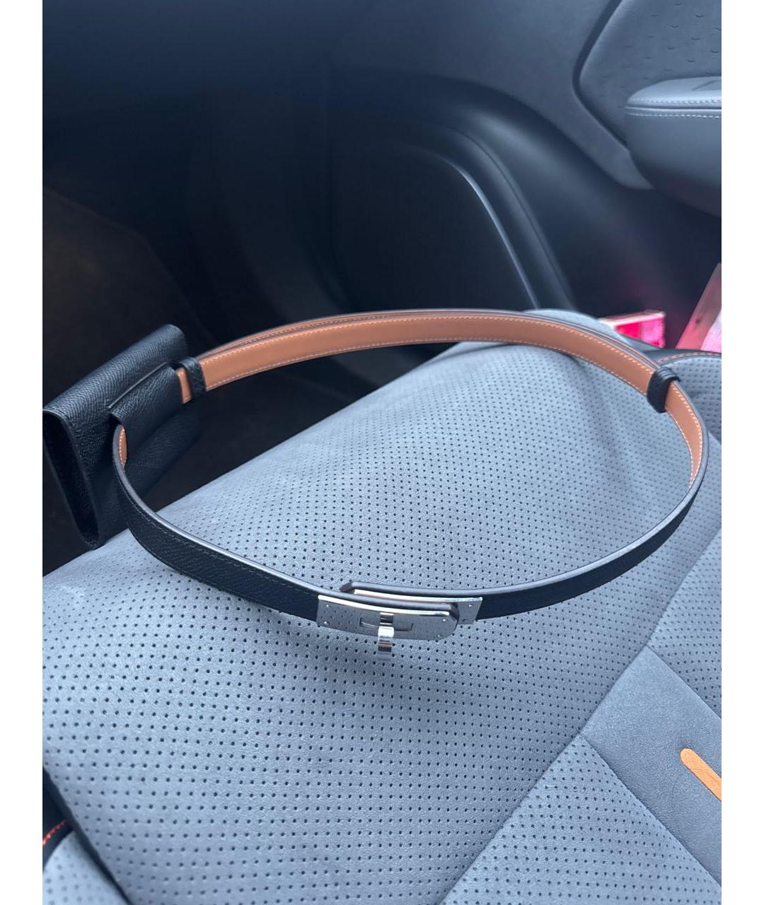 HERMES Черный кожаный ремень, фото 6