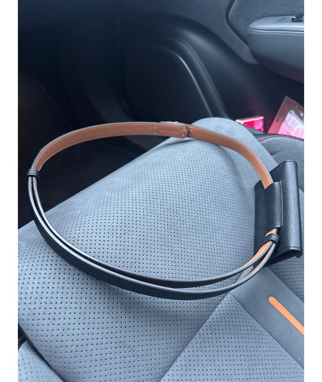 HERMES Черный кожаный ремень, фото 2