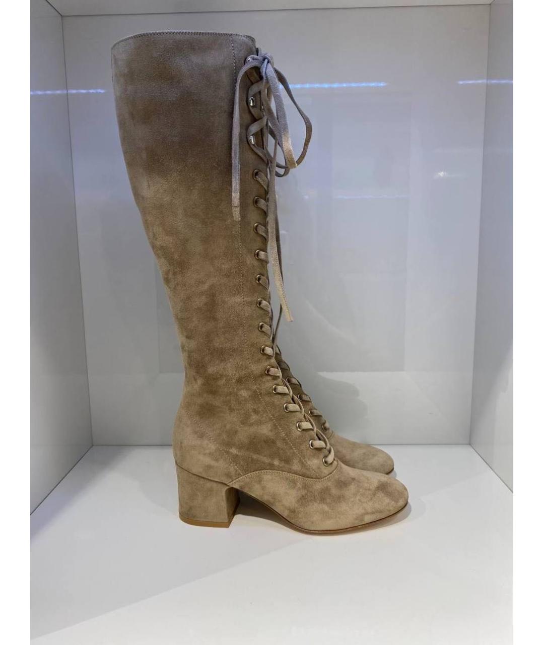 GIANVITO ROSSI Бежевые замшевые сапоги, фото 4
