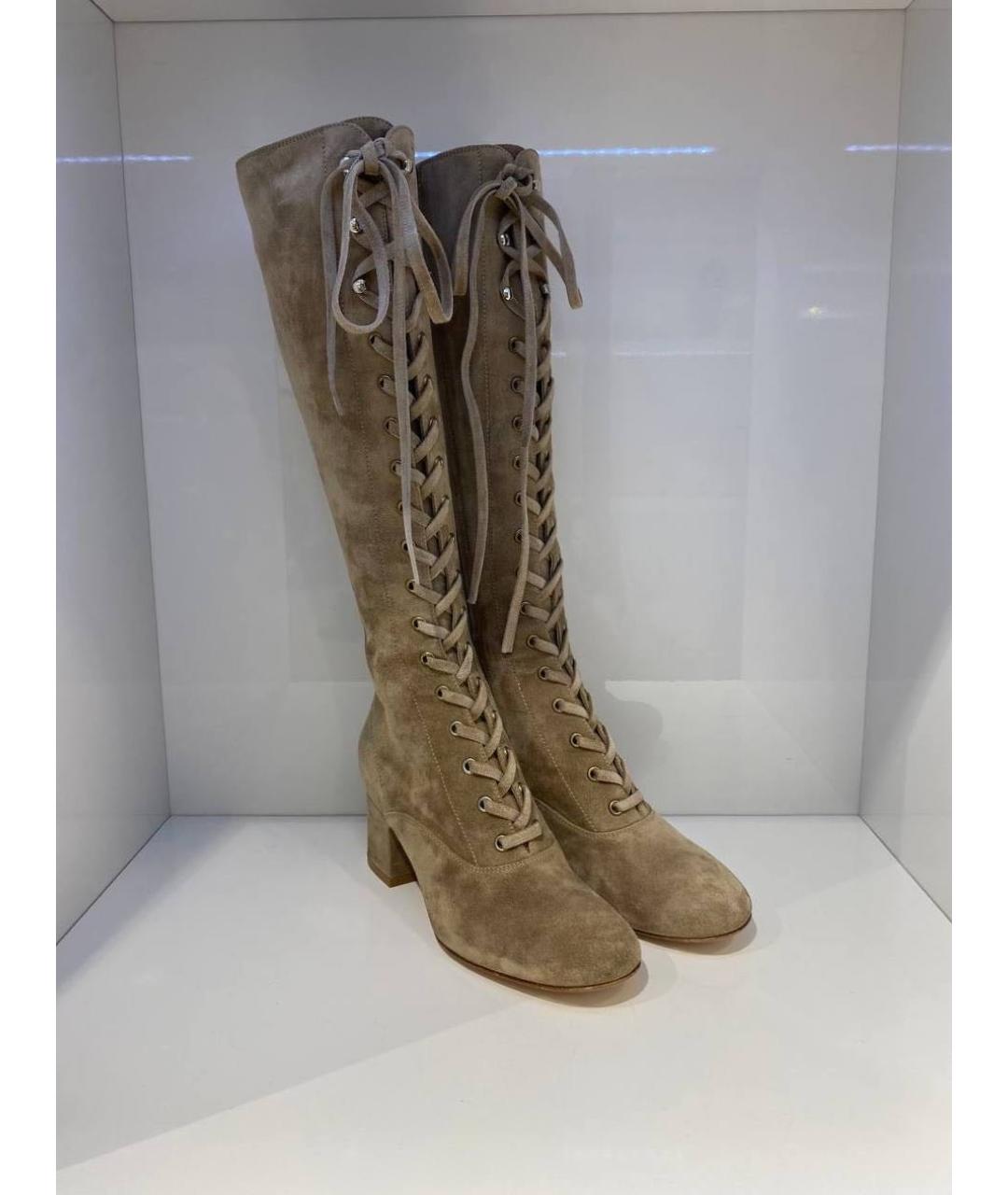 GIANVITO ROSSI Бежевые замшевые сапоги, фото 2