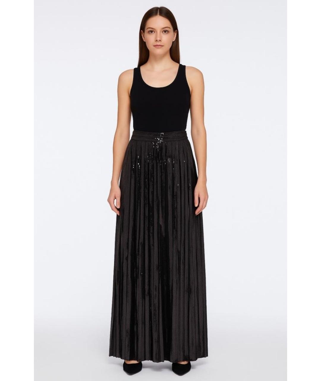 P.A.R.O.S.H. Черная полиэстеровая юбка миди, фото 2