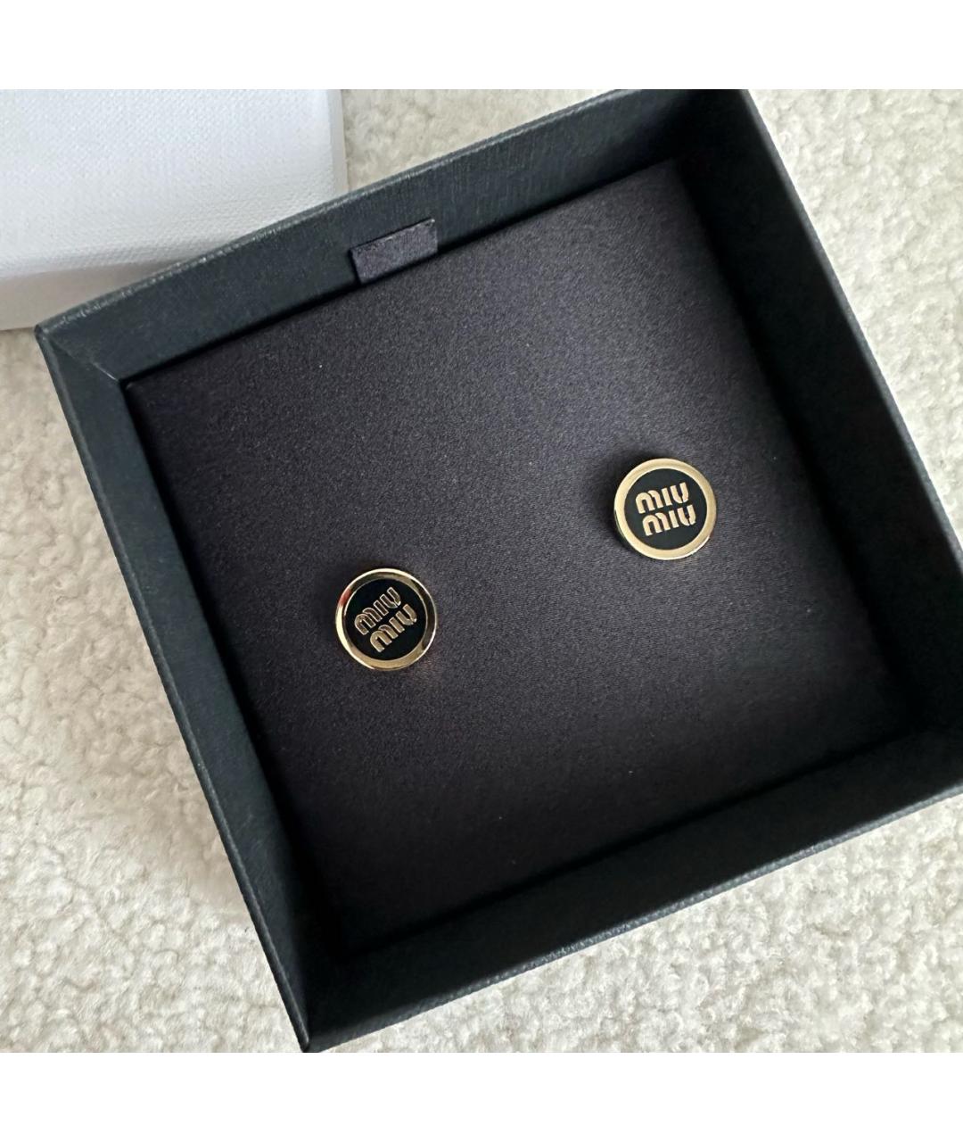 MIU MIU Черные металлические серьги, фото 3