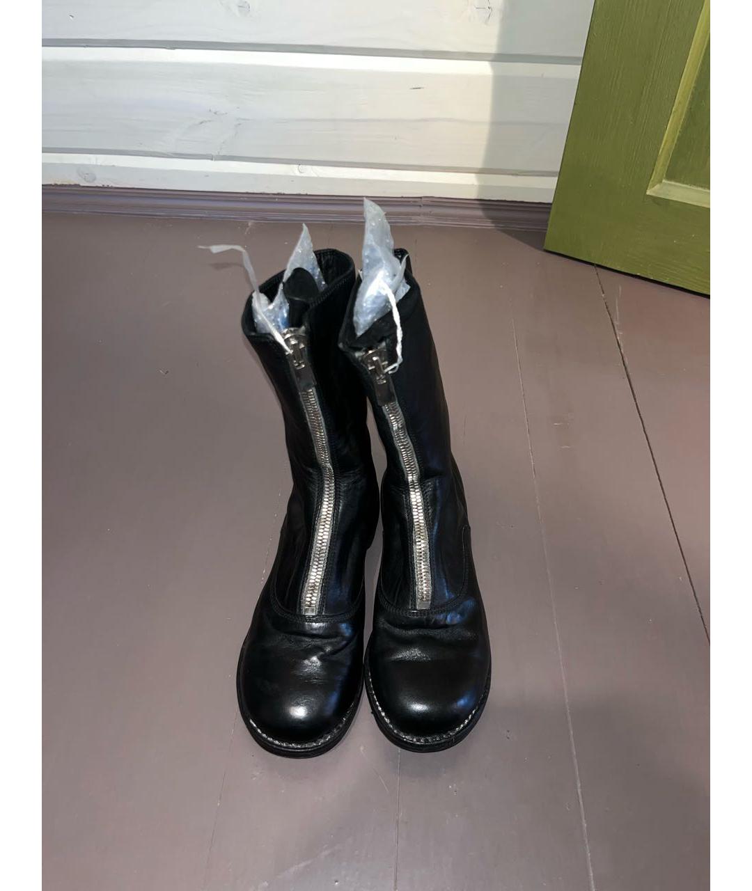 GUIDI Черные кожаные ботильоны, фото 2