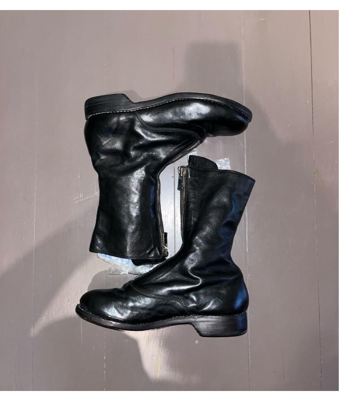 GUIDI Черные кожаные ботильоны, фото 8