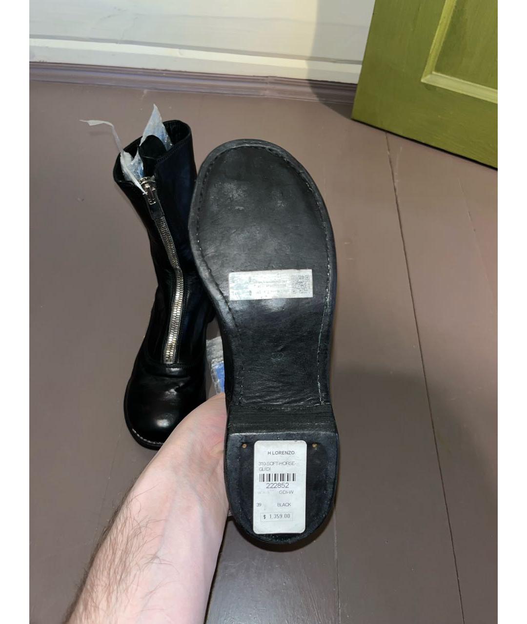 GUIDI Черные кожаные ботильоны, фото 4