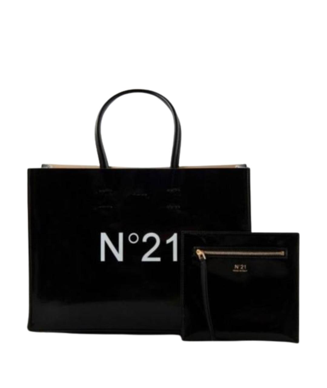 NO. 21 Черная сумка тоут из искусственной кожи, фото 1