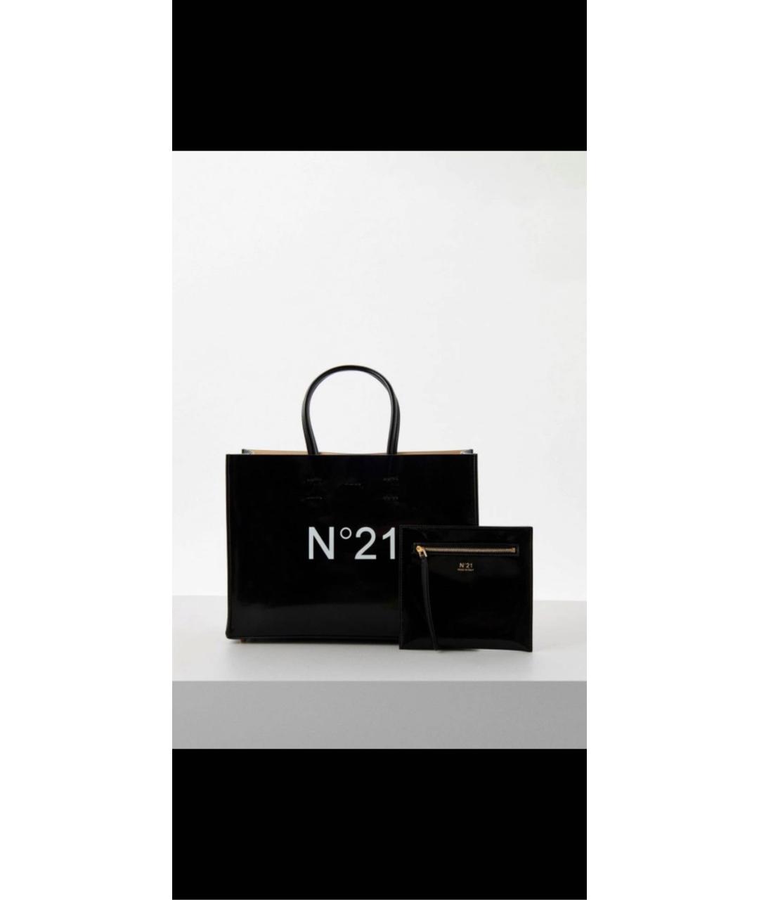 NO. 21 Черная сумка тоут из искусственной кожи, фото 5