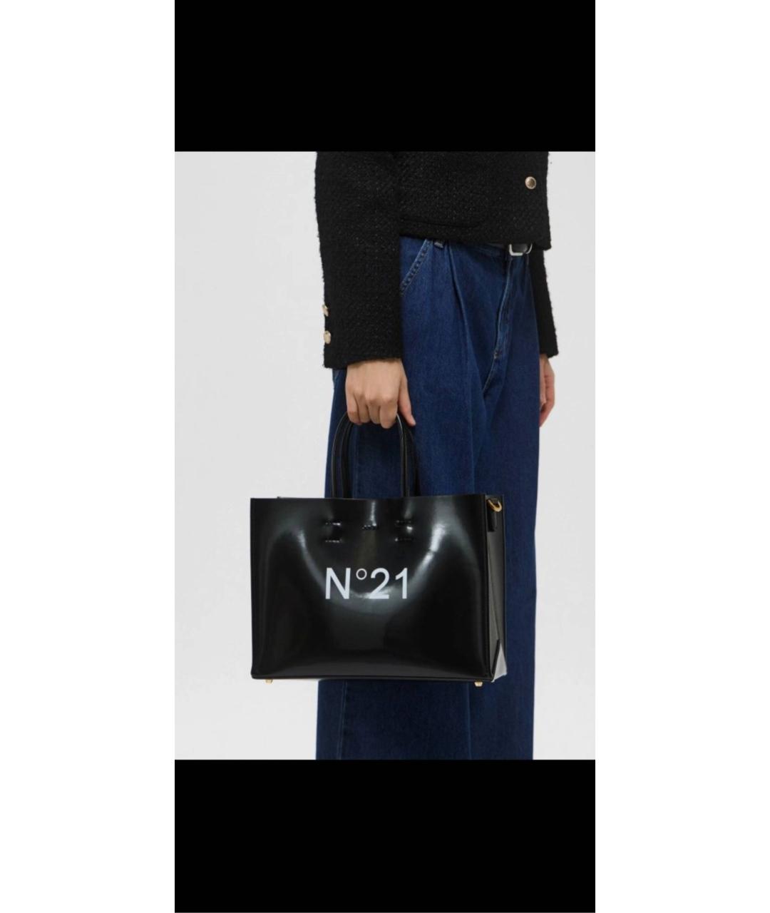 NO. 21 Черная сумка тоут из искусственной кожи, фото 4