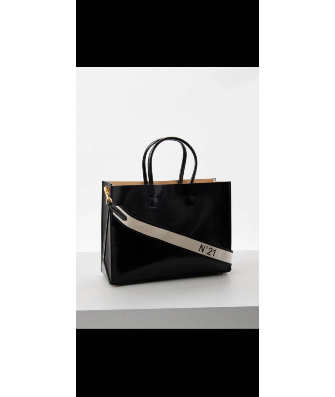 NO. 21 Черная сумка тоут из искусственной кожи, фото 2