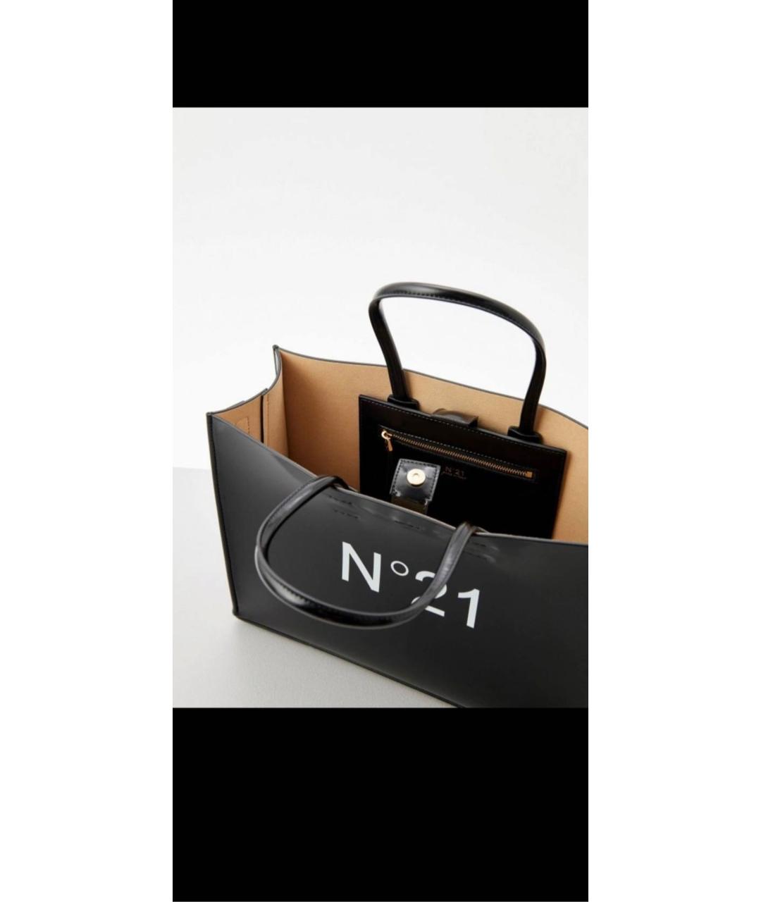 NO. 21 Черная сумка тоут из искусственной кожи, фото 3