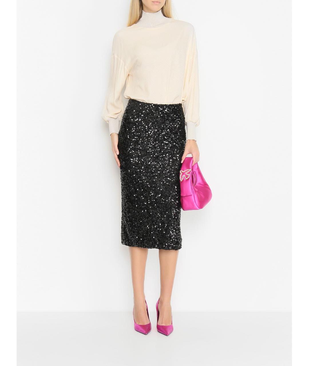 P.A.R.O.S.H. Черная полиэстеровая юбка миди, фото 3