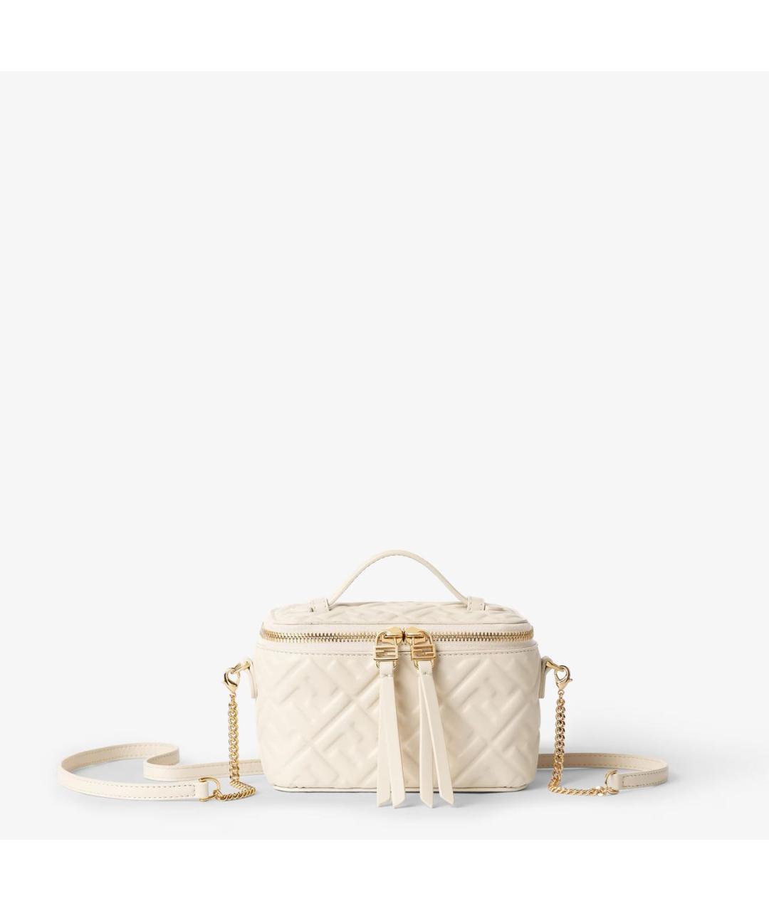 FENDI Бежевая кожаная сумка через плечо, фото 5