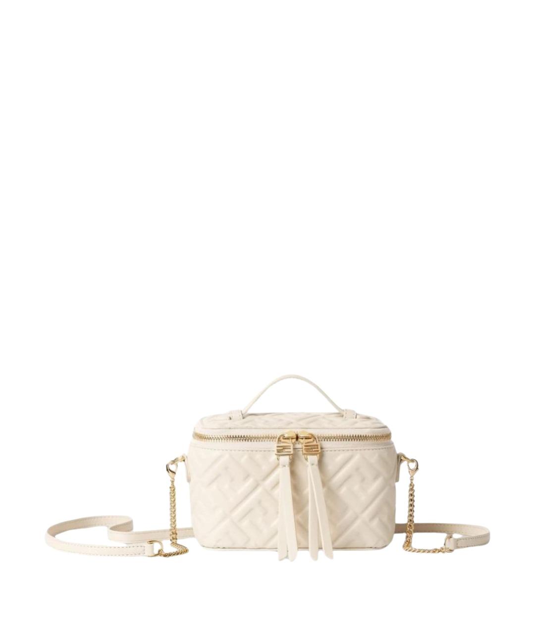 FENDI Бежевая кожаная сумка через плечо, фото 1