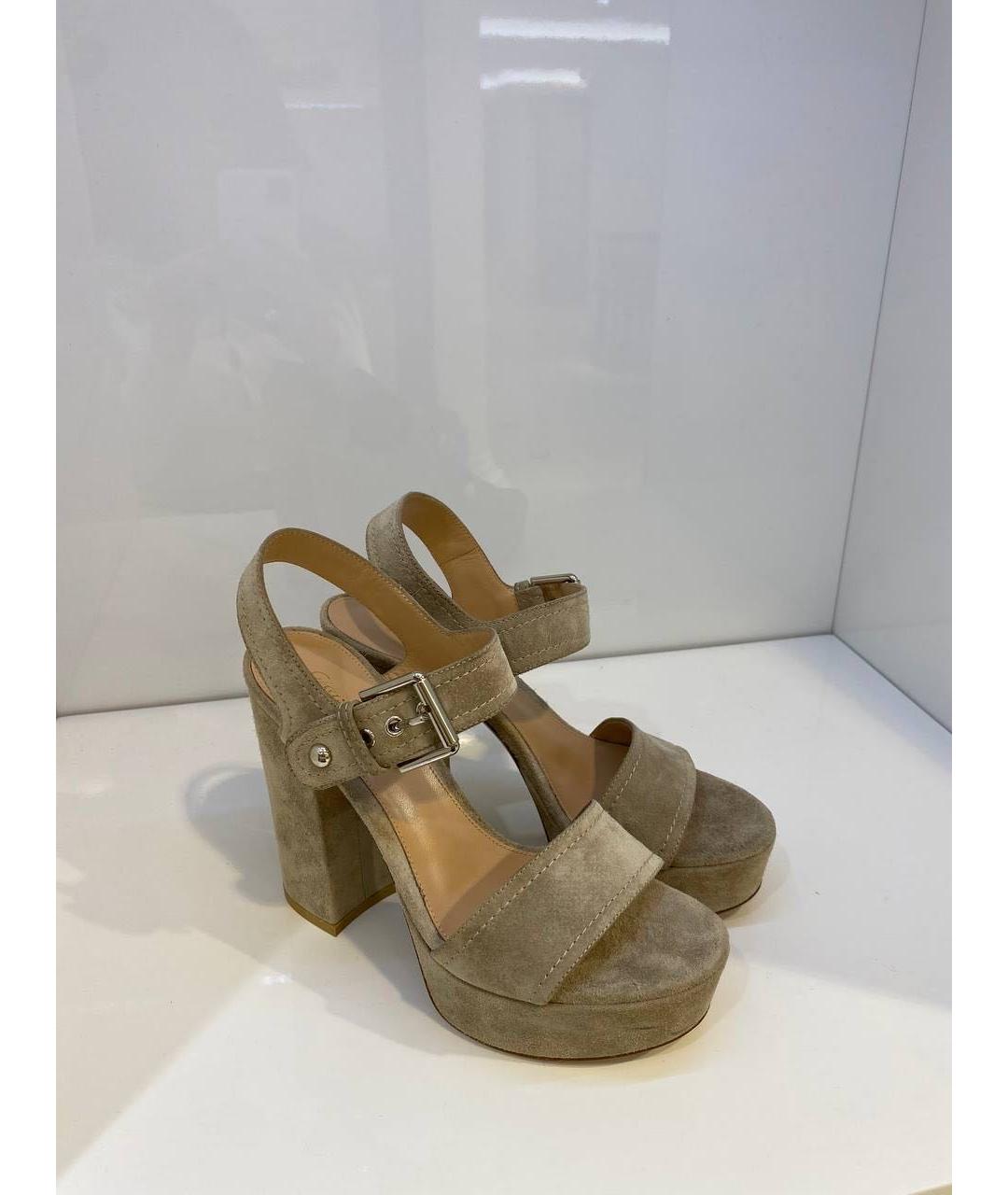 GIANVITO ROSSI Бежевые замшевые босоножки, фото 2