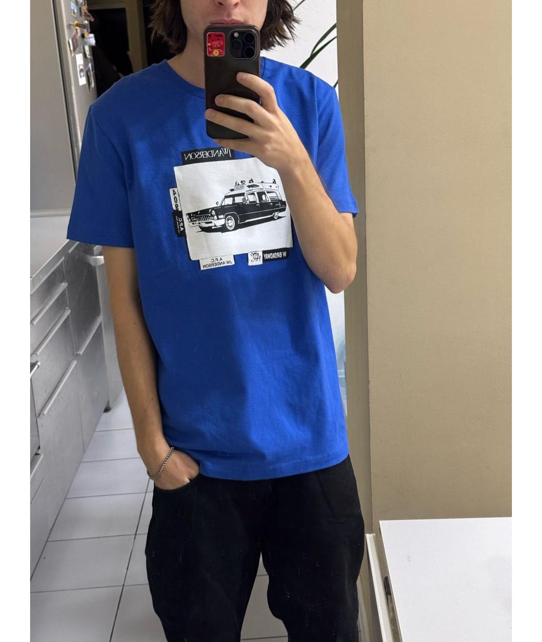 J.W.ANDERSON Синяя хлопковая футболка, фото 5