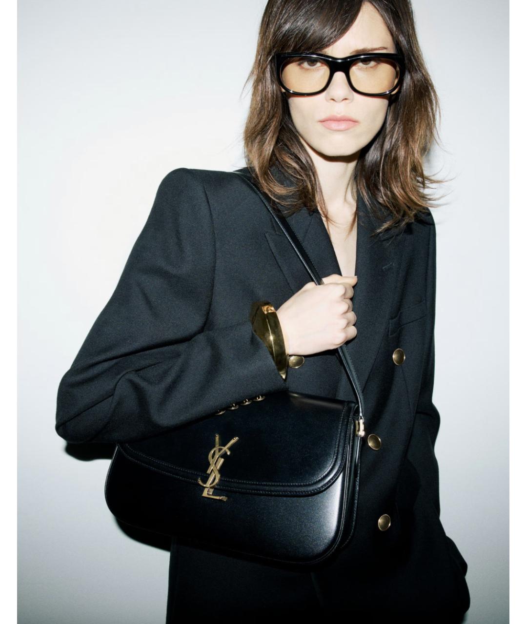 SAINT LAURENT Черная кожаная сумка через плечо, фото 6