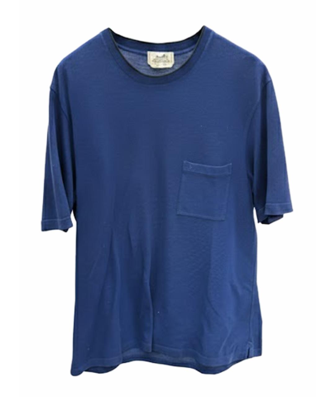 HERMES Синяя хлопковая футболка, фото 1