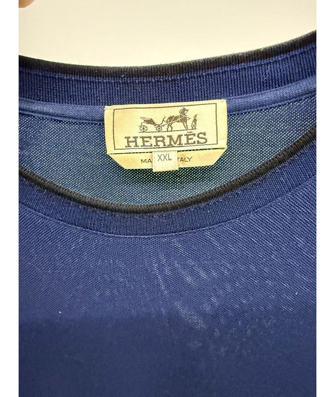 HERMES Синяя хлопковая футболка, фото 3