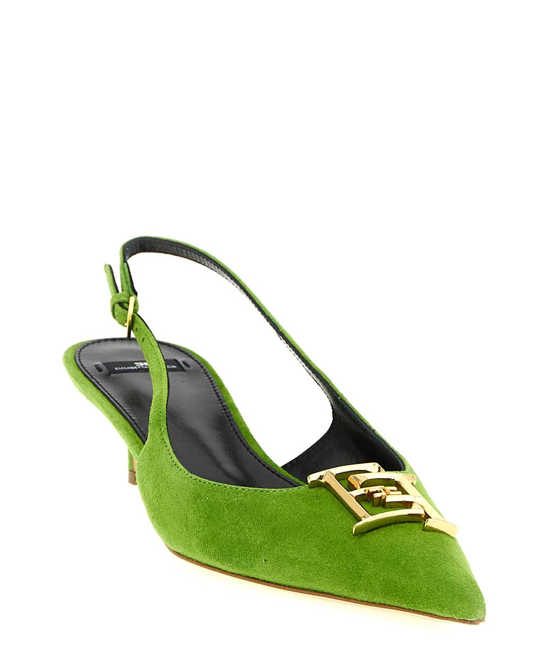 ELISABETTA FRANCHI Зеленые кожаные туфли, фото 2