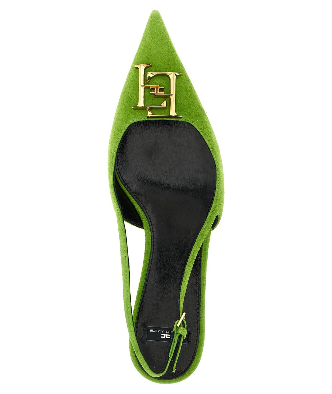 ELISABETTA FRANCHI Зеленые кожаные туфли, фото 4