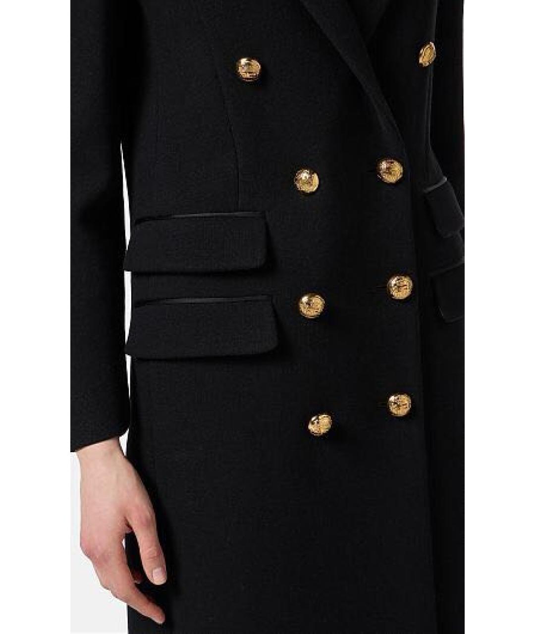 ELISABETTA FRANCHI Черное шерстяное пальто, фото 4