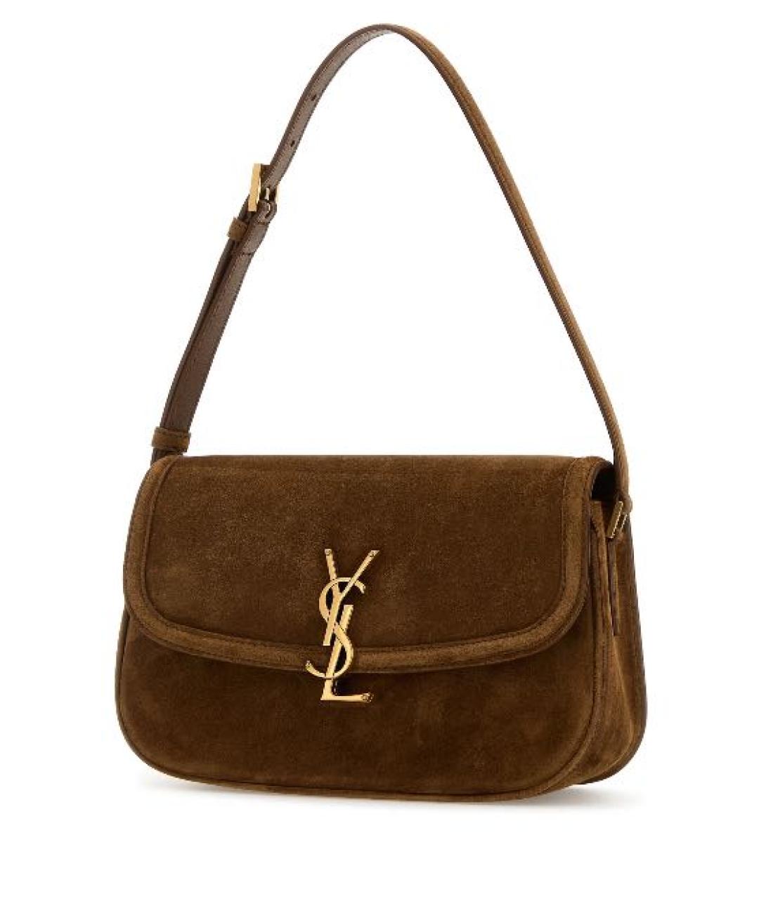 SAINT LAURENT Коричневая замшевая сумка через плечо, фото 2