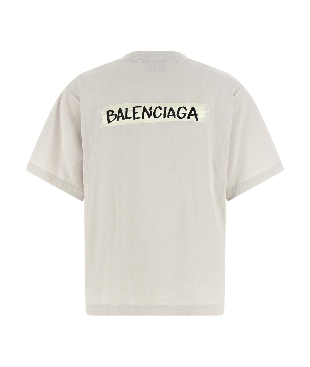 BALENCIAGA Серая хлопковая футболка, фото 2