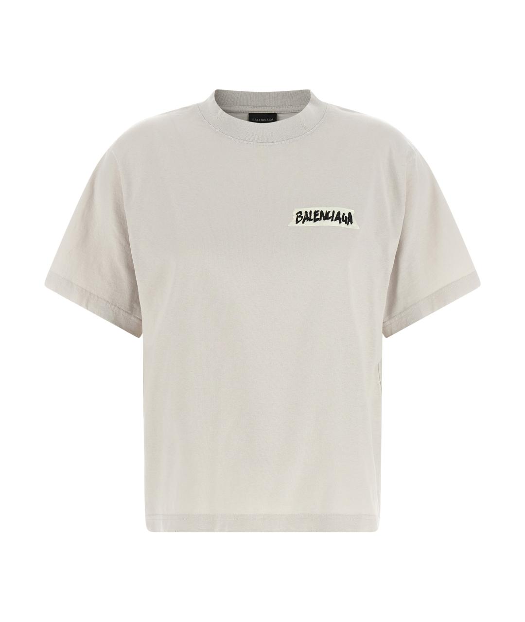 BALENCIAGA Серая хлопковая футболка, фото 1