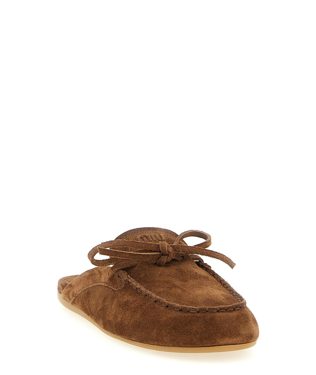 MIU MIU Коричневые замшевые мюли, фото 2