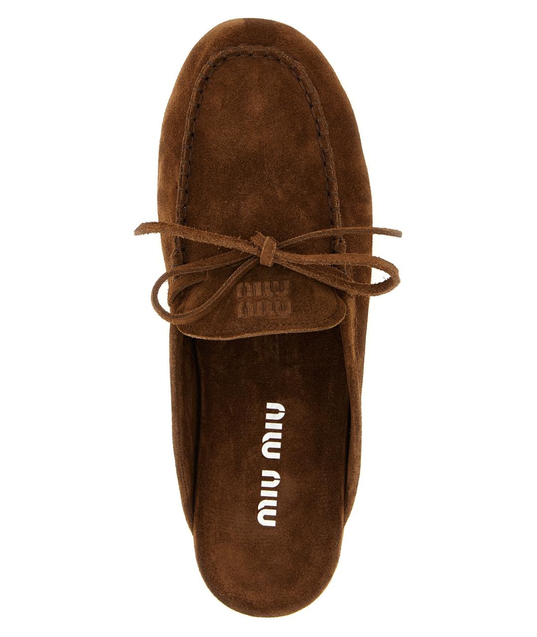 MIU MIU Коричневые замшевые мюли, фото 4