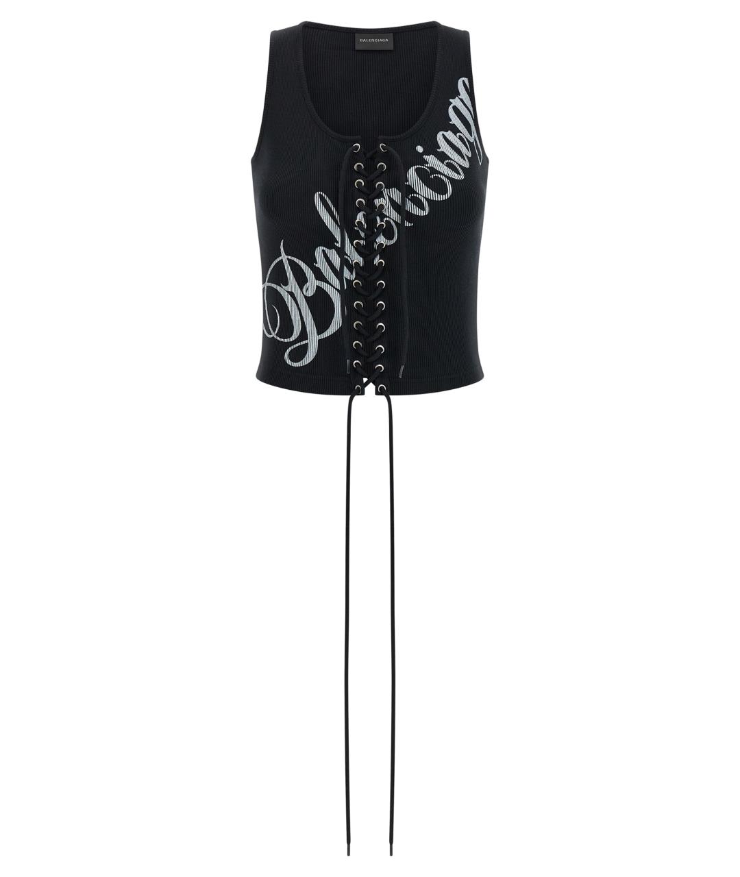 BALENCIAGA Черная хлопковая майка, фото 1