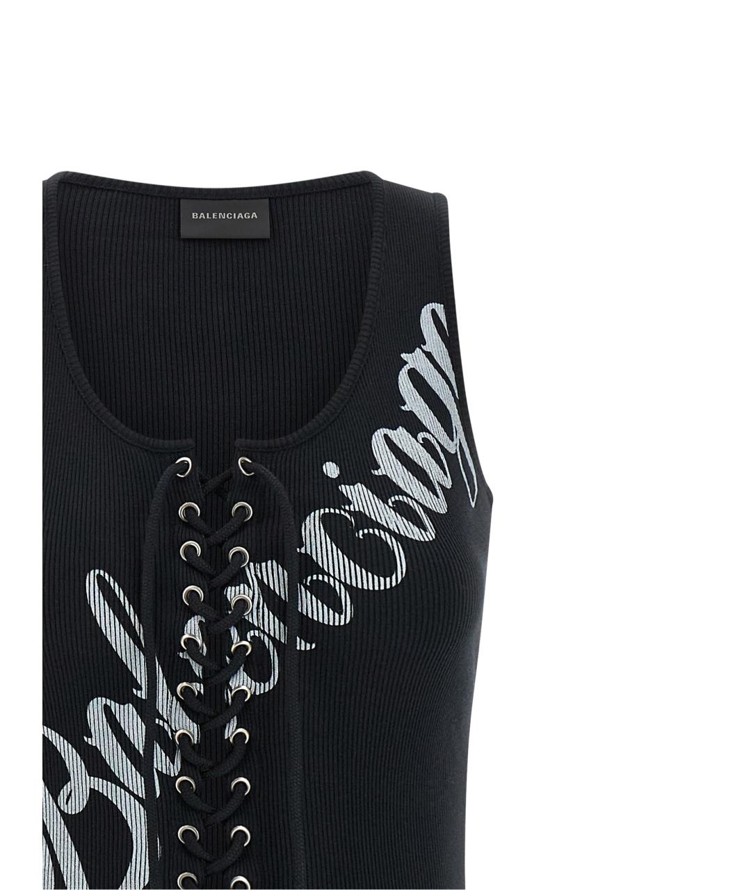 BALENCIAGA Черная хлопковая майка, фото 3