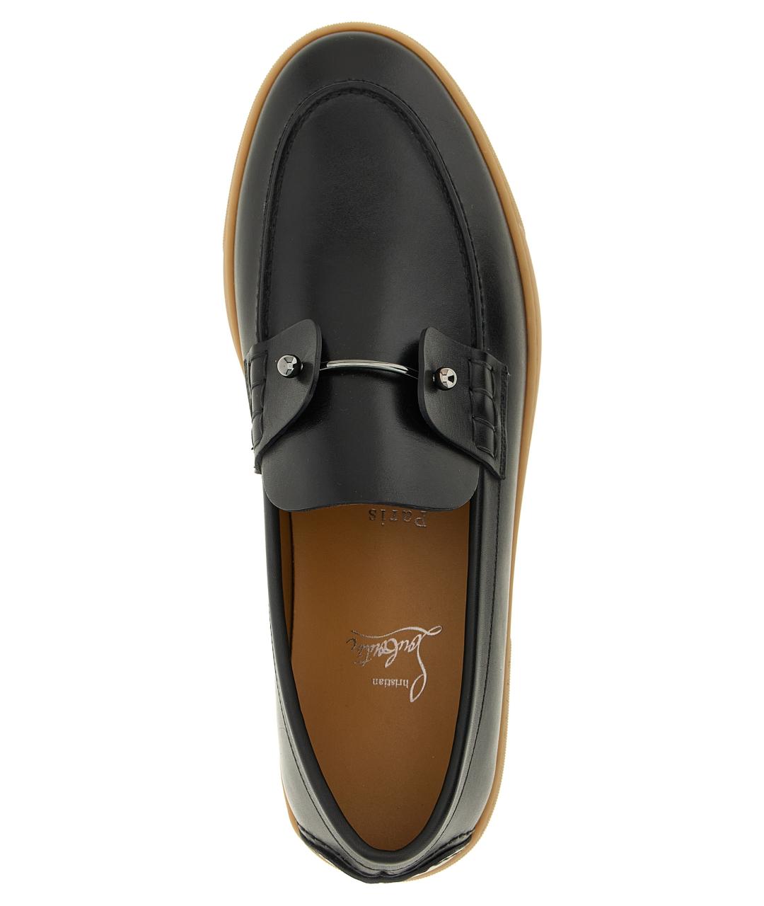 CHRISTIAN LOUBOUTIN Черные кожаные лоферы, фото 4