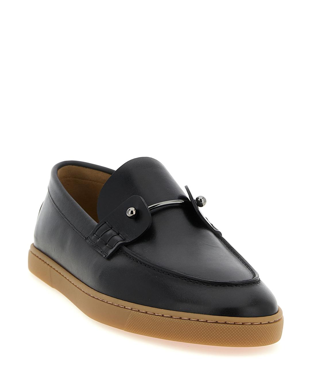 CHRISTIAN LOUBOUTIN Черные кожаные лоферы, фото 2