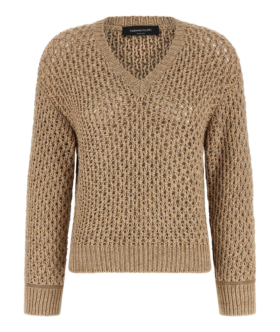FABIANA FILIPPI Коричневый хлопковый джемпер / свитер, фото 1