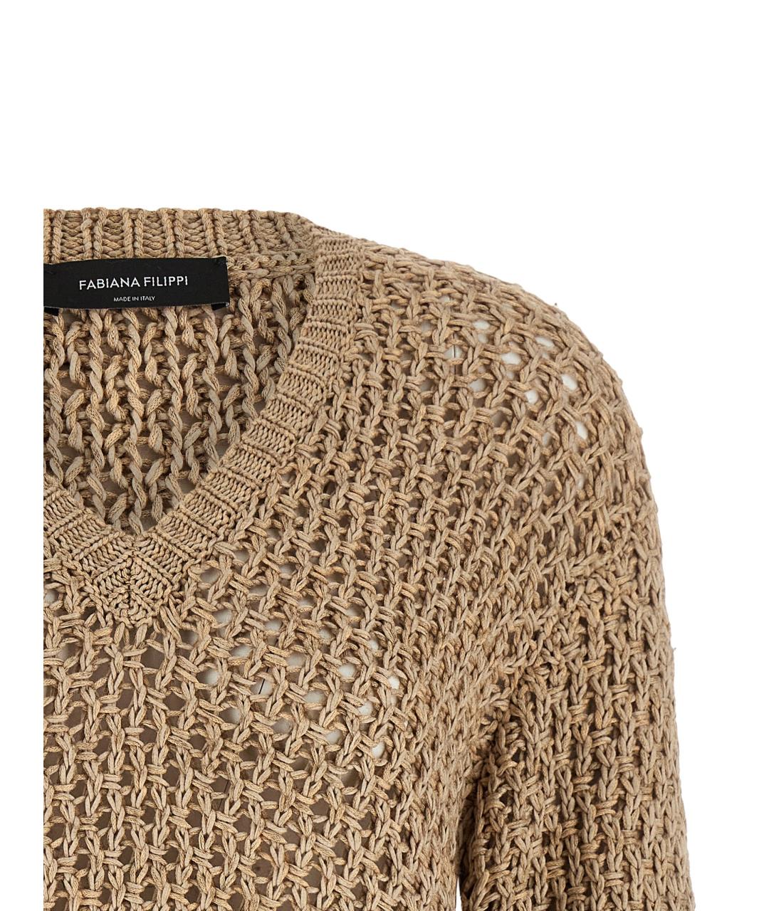 FABIANA FILIPPI Коричневый хлопковый джемпер / свитер, фото 3