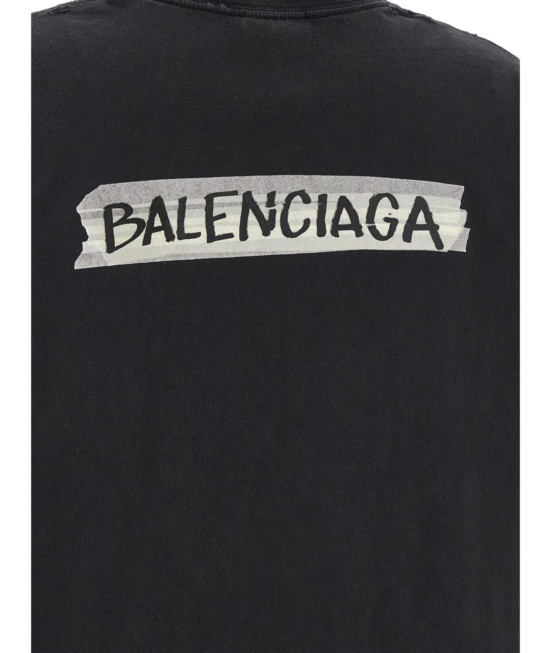 BALENCIAGA Черная хлопковая футболка, фото 4