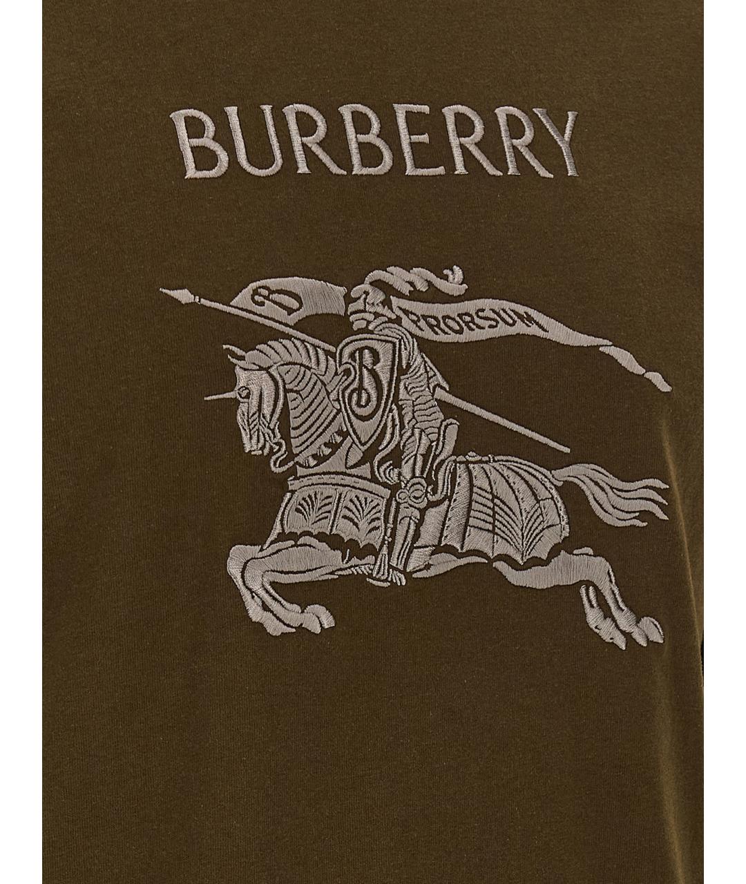 BURBERRY Зеленая хлопковая футболка, фото 4