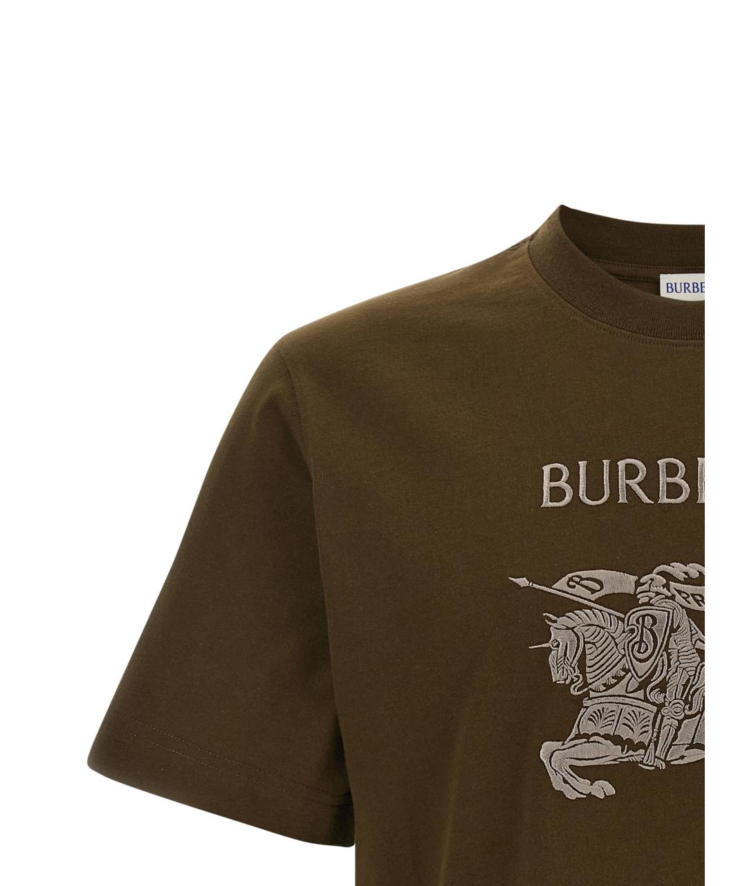 BURBERRY Зеленая хлопковая футболка, фото 3