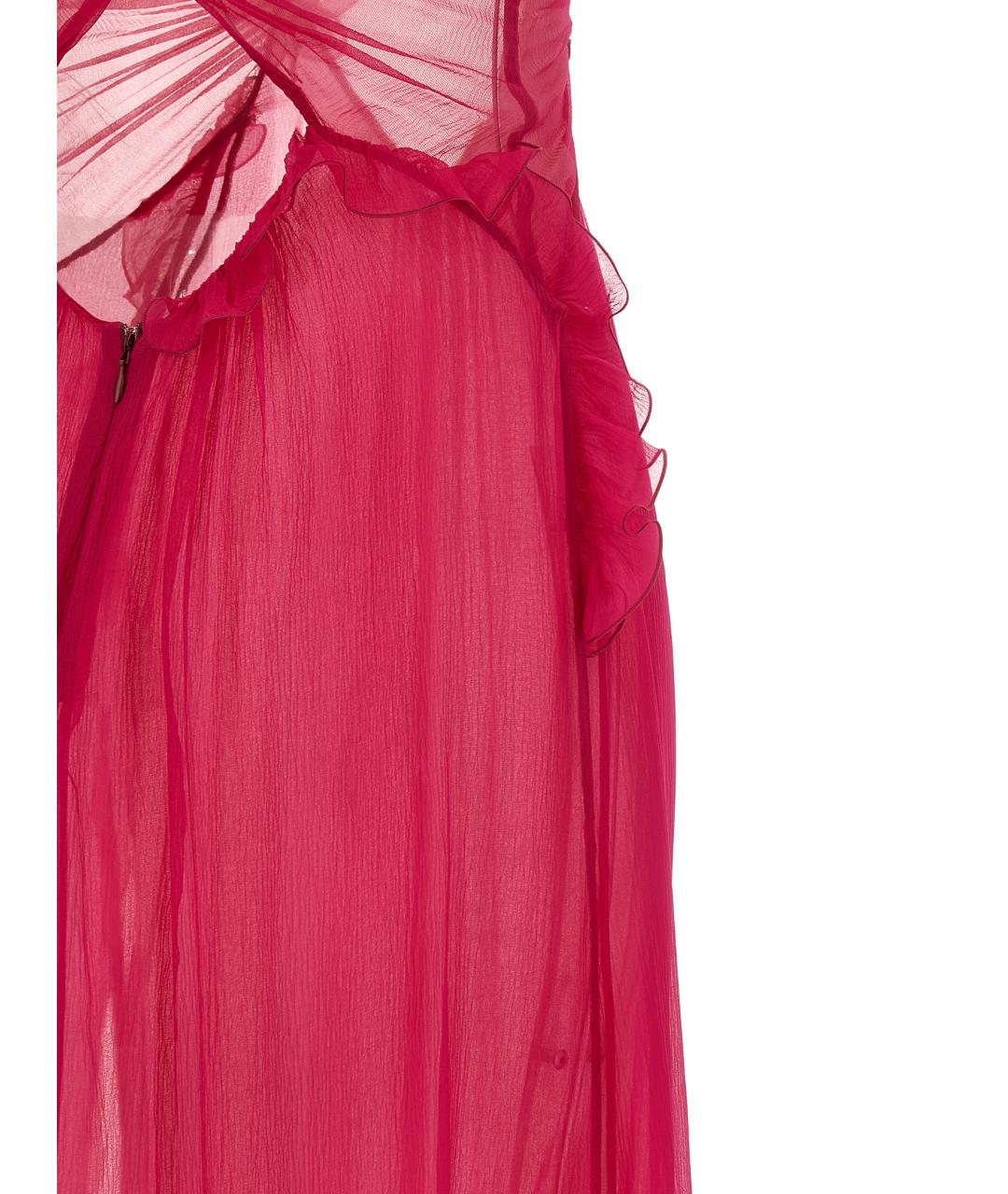 NENSI DOJAKA Фуксия шелковое платье, фото 4