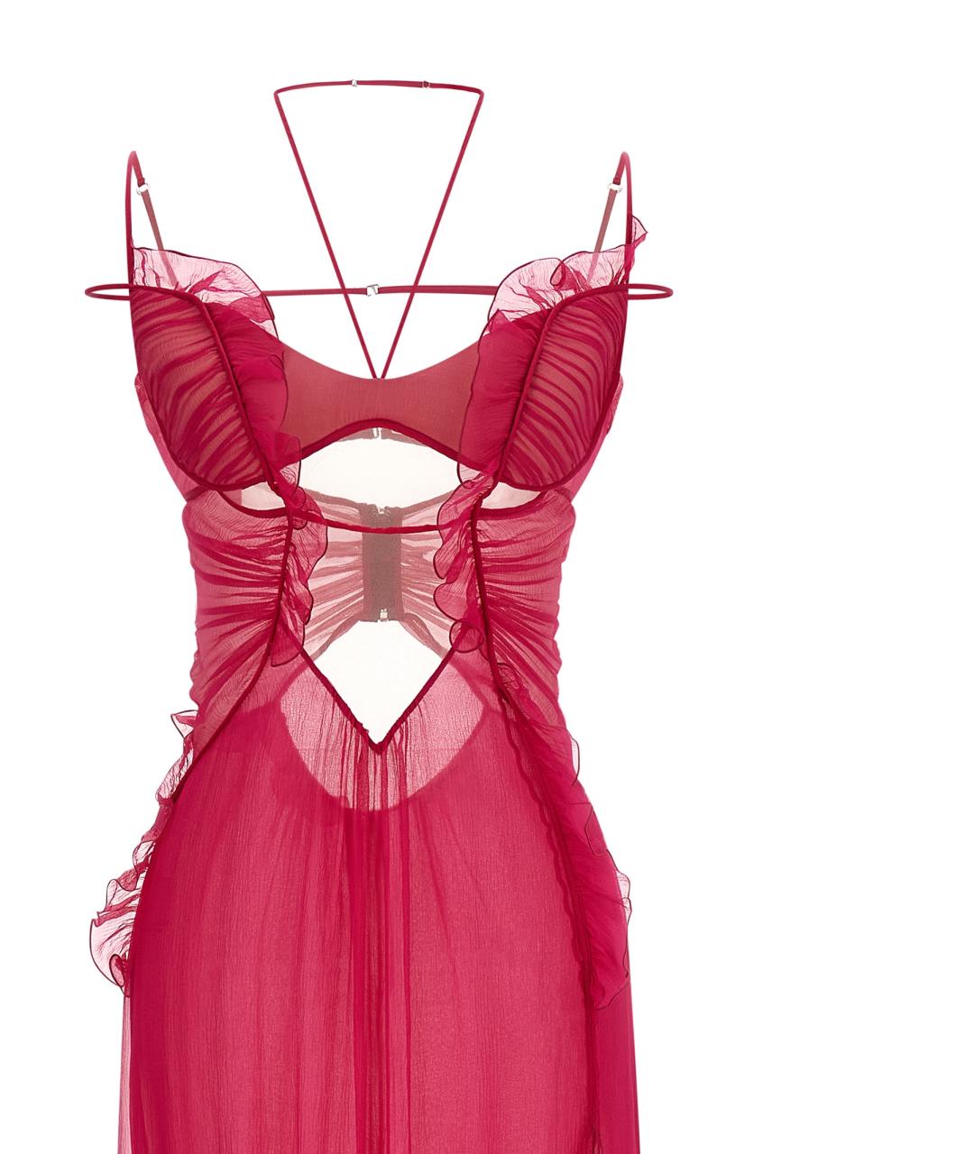 NENSI DOJAKA Фуксия шелковое платье, фото 3