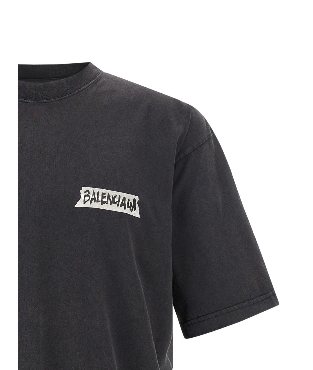 BALENCIAGA Черная хлопковая футболка, фото 3